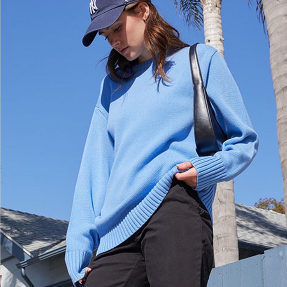 John Galt Light Blue Knit Sweater Womens Long Sleeve Pullover